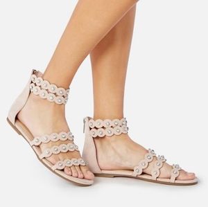 JustFab Nude Gladiator Sandals - Mayleen
